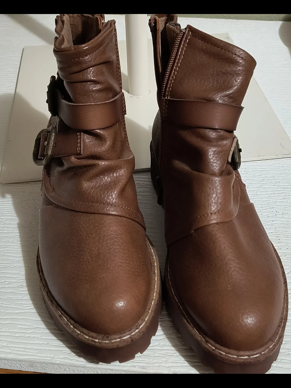 Brown Kids Ankle Boots with Buckle Strap